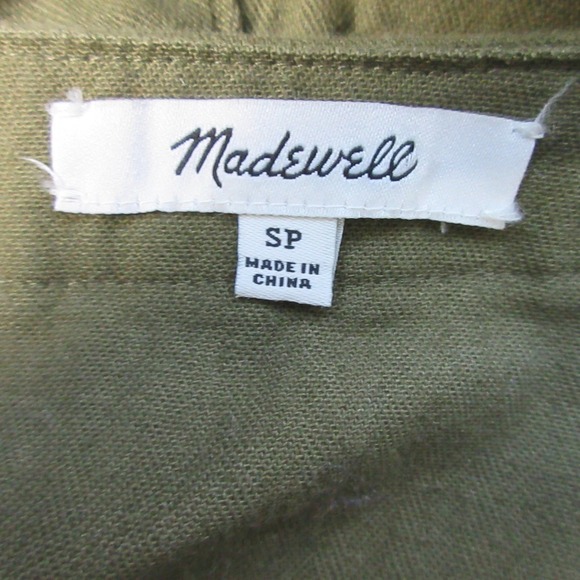 Madewell Cap Sleeve Utility Jumpsuit Women S Green Button Cotton Casual 508 - Picture 3 of 11